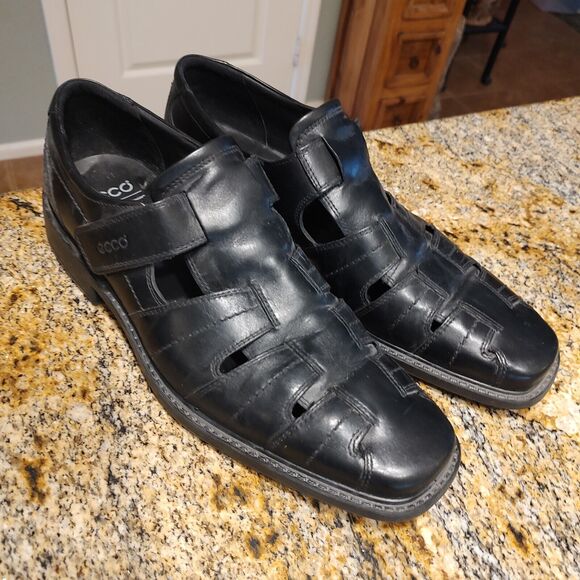 ECCO Mens Abel Black Monk Strap Weave Oxford Dress Shoe 601314 EUR 47 US 13-13.5 - Picture 2 of 12